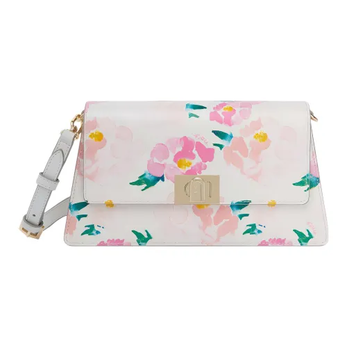 Furla Zoe Текстурированная кожа Сумка через плечо Сумка на плечо Женская Белая и Розовая