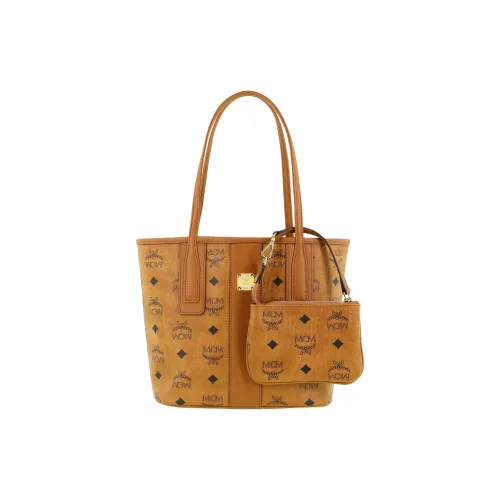 MCM Liz Visetos Холст и Кожа Сумка через плечо Мини Женская Коньячный Коричневый