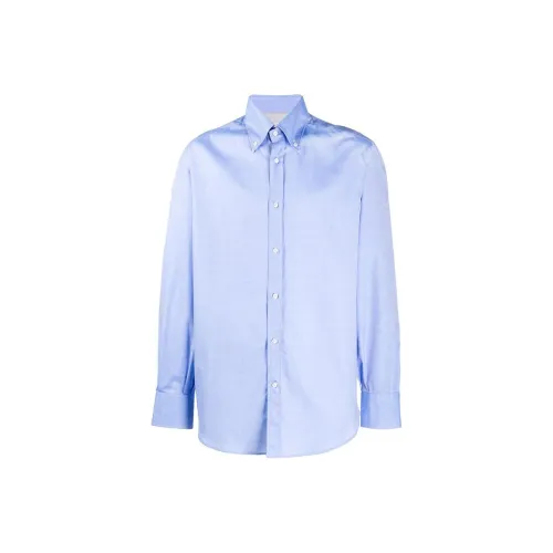 BRUNELLO CUCINELLI Blue Men's Shirts BRUNELLO CUCINELLI Синий Мужские Рубашки