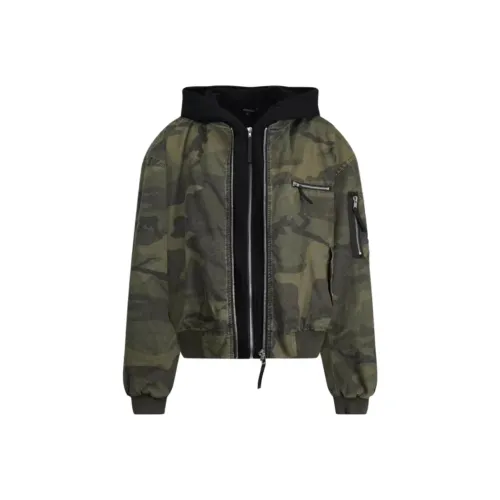 HermitCreate Хлопковый пуховик унисекс с эффектом потертости и камуфляжем