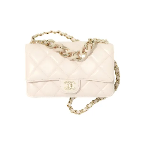 CHANEL WOC Lambskin Flap Bag Chain Wallet Small Square Bag Crossbody Bag Women's Beige