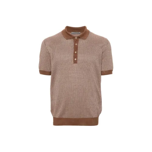 Corneliani SS24 Поло Мужское Коричневое