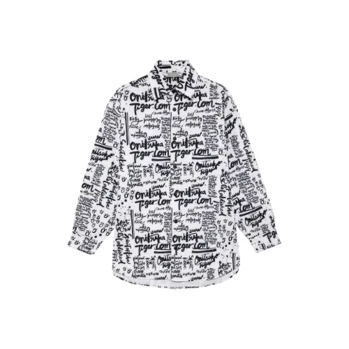 Onitsuka Tiger Рубашка Мужская Белая Черная с принтом