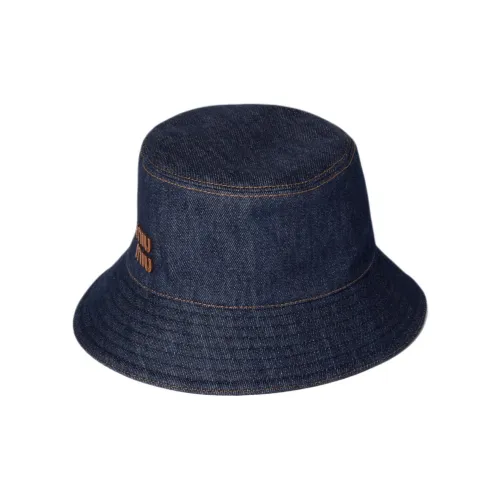 MIU MIU Хлопок Кожа Шляпы ведра Женские Синий