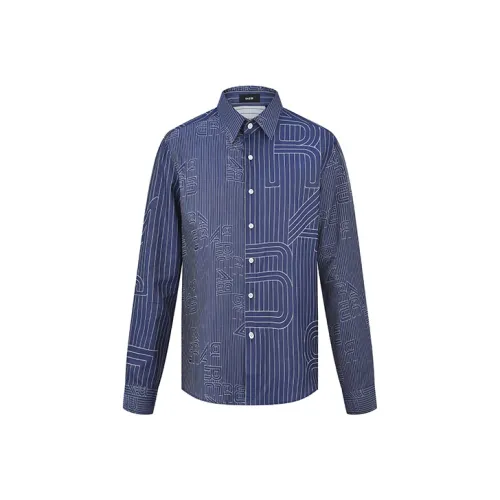 RARE Длинный рукав рубашка мужская синяя