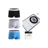 [9053 Натуральная кожа Ремень] + 100% хлопок [Черный + Белый + Светло-синий] Коробка 3 шт