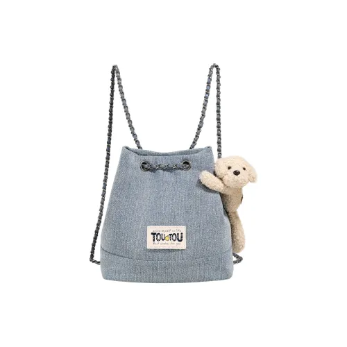 TOUTOU Ткань Рюкзак Женские Джинсовый синий