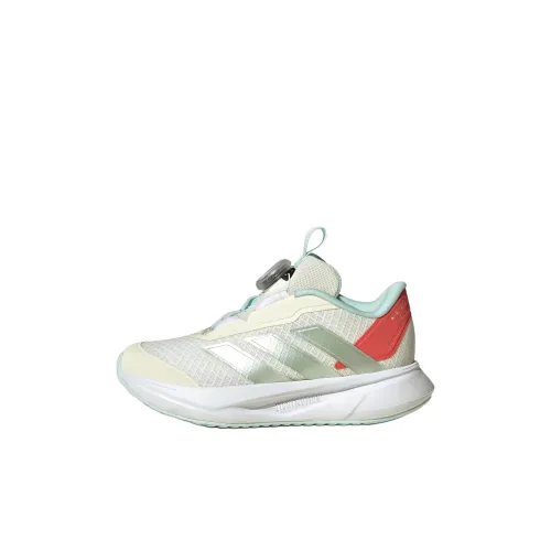 Adidas DURAMO SL 2,0 Детские беговые кроссовки Низкий топ Нефритовый белый/Металлический льняной зеленый/Мягкий светло-алый Kids