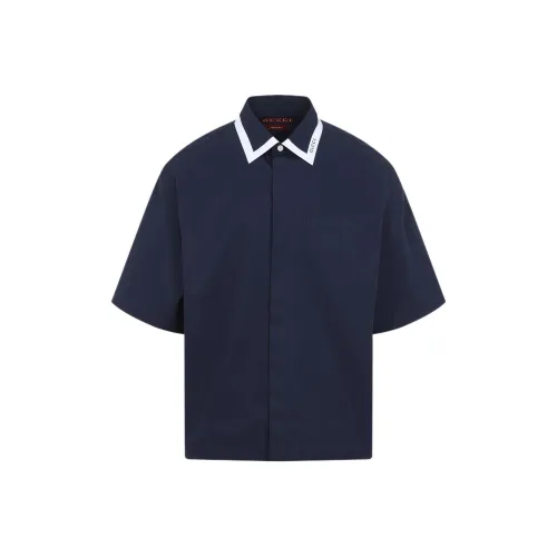 GUCCI FW25 Lido Коллекция Рубашка Мужская Синяя