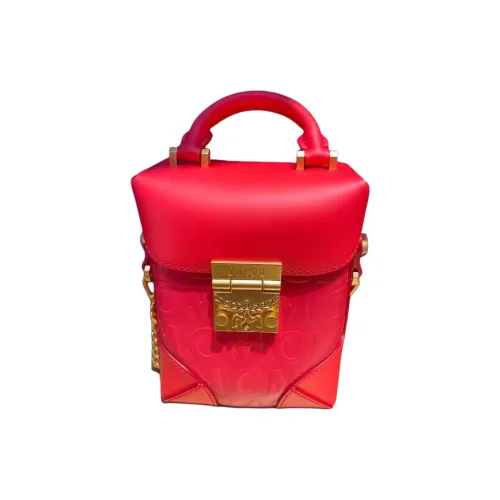 MCM Soft Berlin Visetos Коровья кожа Сумка Картофель фри Сумка через плечо Сумка Мини Женские Красный