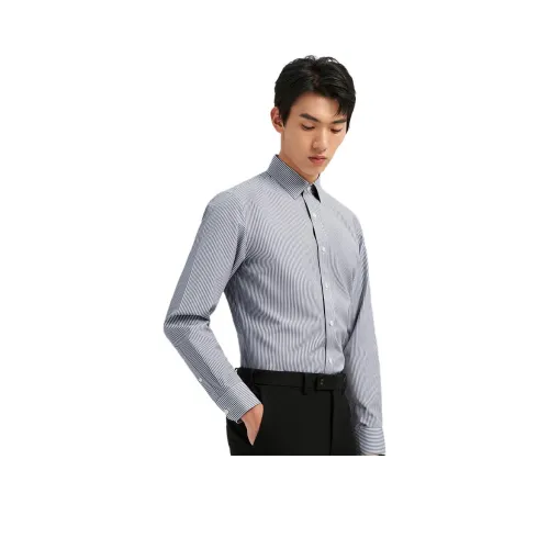 Ten As Shih Рубашка Мужская Серо-Белая Полосы