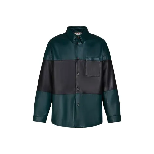 MARNI Темно-зеленые Мужские Рубашки