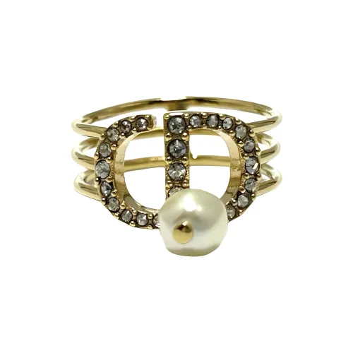 DIOR Rhinestone Rings Women's Gold