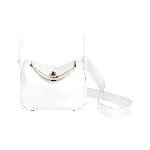 HERMES Lindy Swift Кожа Сумка через плечо Мини Женская 12 BLANC Casse Серый Белый