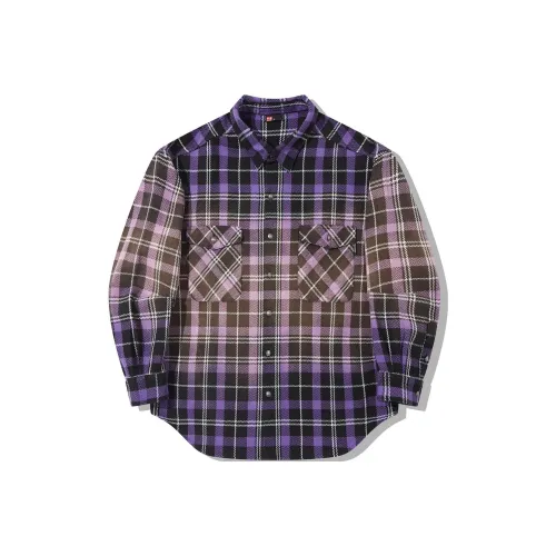 LINING Черный Ультрафиолет Клетчатый Комплект Рубашки Мужские