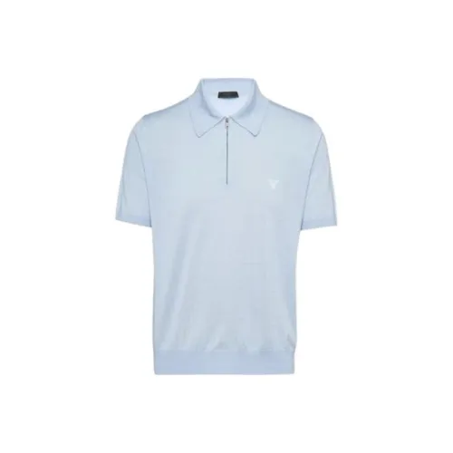 PRADA Поло Мужское Светло-Синий