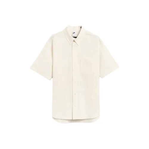 nike SS24 Короткий рукав серсакер пуговица пуховые куртки рубашка мужской призрачный