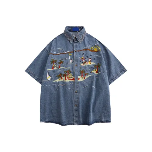 GBXM Джинсовый синий Унисекс Рубашки