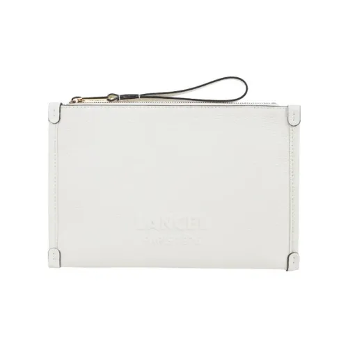 LANCEL Клатч из коровьей кожи маленький женский белый