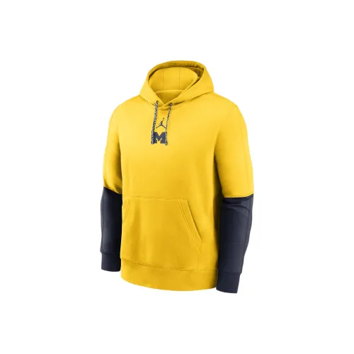 Jordan Michigan Wolverines Sideline Team Issue Клуб Свитшот Мужской Кукурузный Желтый