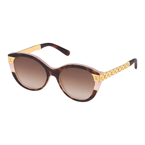 LOUIS VUITTON Металлический ацетат Кошачий глаз Солнцезащитные очки Женские Коричневый