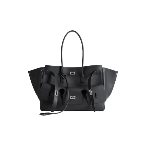 Balenciaga Bel Air Коровья кожа Тоут Сумка Сумка для покупок Сумка среднего размера Женская Черная