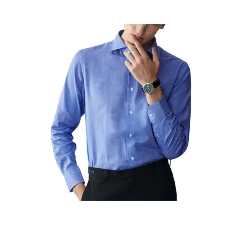 JODOLL Blue Men's Shirts JODOLL Синий Мужские Рубашки