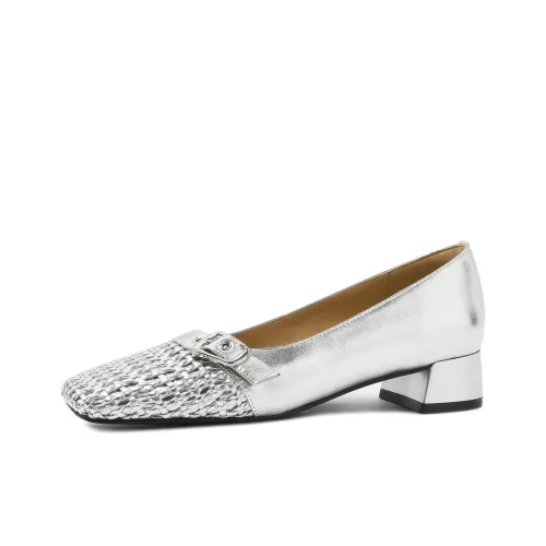 CAMEIDO Грубый каблук Высокие каблуки 3,5 см Женские Серебряные