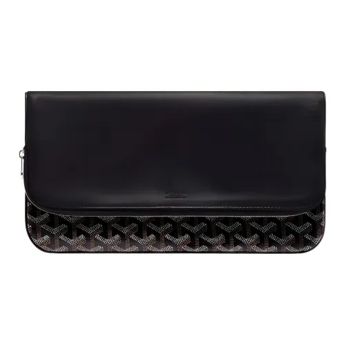 GOYARD Sainte Marie Canvas Leather Clutch Medium Unisex Black GOYARD Sainte Marie Холст Кожа Клатч Средний Унисекс Черный