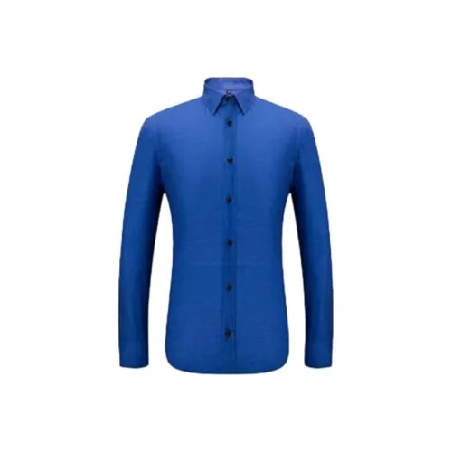 JODOLL Blue Men's Shirts JODOLL Синий Мужские Рубашки