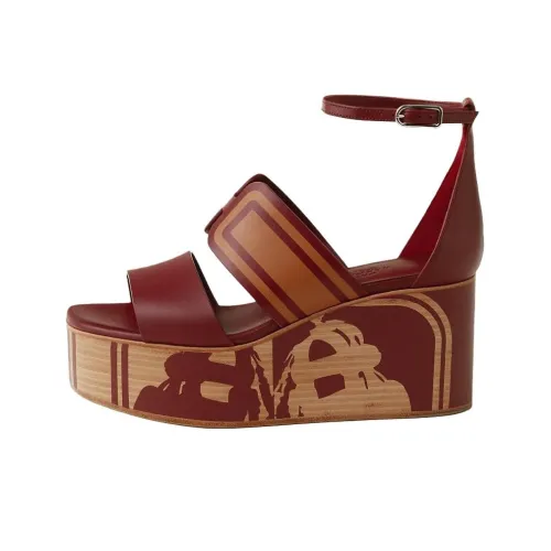 HERMES Kalis 35 One Ремень Сандалии 9,5 см Женские Красные