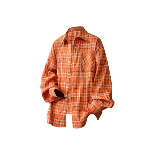 YOFVV Рубашка Унисекс Оранжевая Длинный Рукав