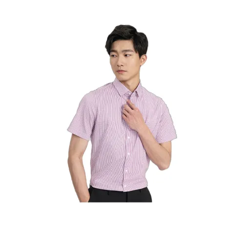 GOLDLION Рубашка Мужская Фиолетовая Красная Клетка