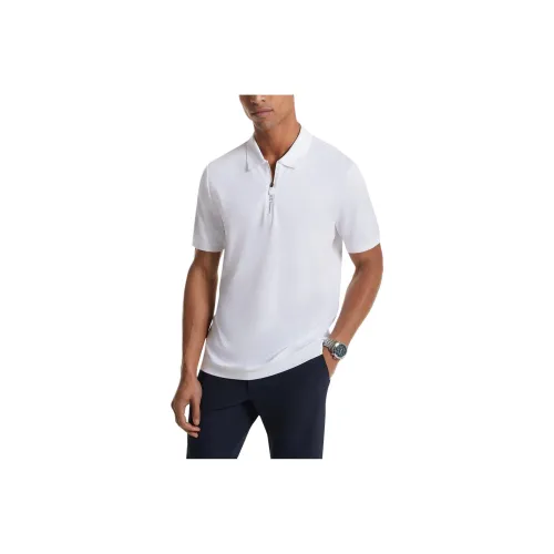 MICHAEL KORS Полосатый Tech Performance ZIP UP Polo Polo Мужской Белый