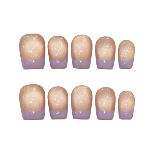 YUNYUEQIAO Таро Молоко Пена False Nail Ручной Сухой Лампа Кошачий глаз Минималистский стиль Французский Съемный 15мм