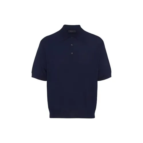 PRADA Хлопок Поло Мужское Морской Синий