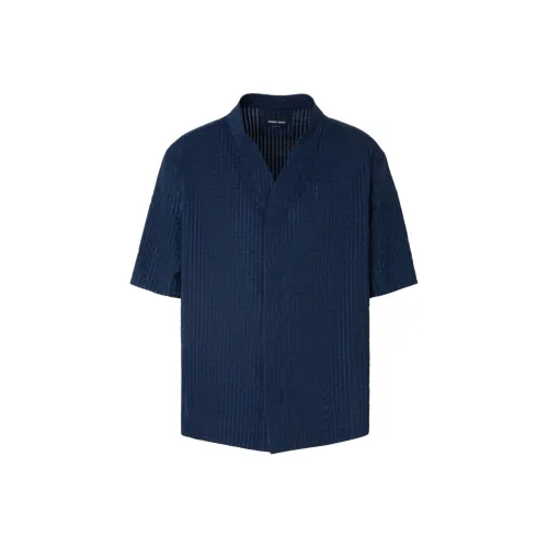GIORGIO ARMANI Blue Men's Shirts GIORGIO ARMANI Синие Мужские Рубашки