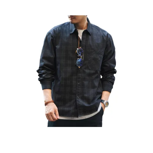 GELANLU Рубашка Унисекс Черная Клетка