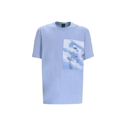 Hugo Boss SS25 T Рубашка Мужская Светло-Синяя