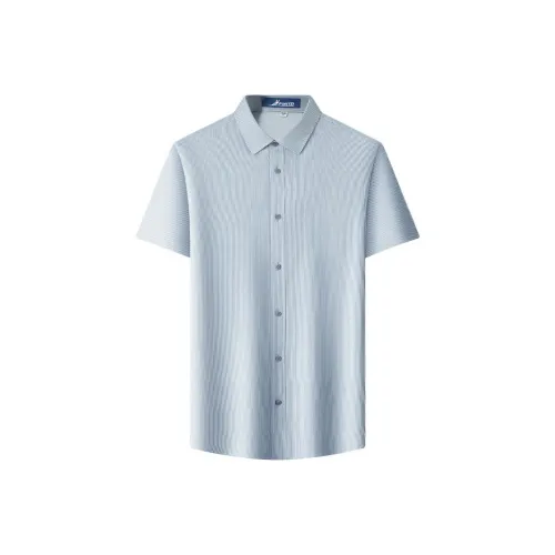 FORTEI Рубашка Мужская Серая с Белой Полосой