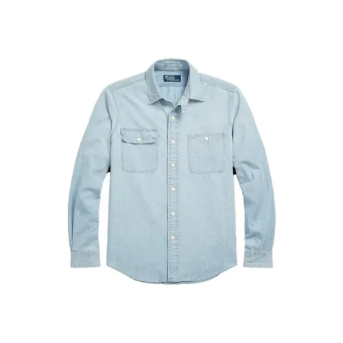 Polo Ralph Lauren Custom Fit Indigo Chambray Workshirt Shirt Men's Blue