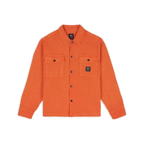 Brain Dead Waffle Пуговица Передняя часть Рубашка Унисекс Апельсин