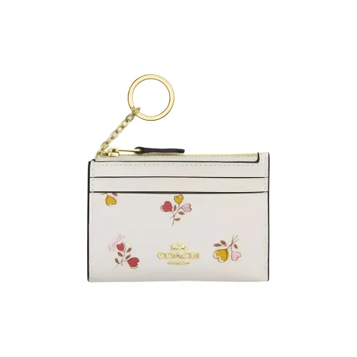 COACH Skinny Id Case Покрытый холст Картхолдер Мини Женский Золотой Мелово-многоцветный