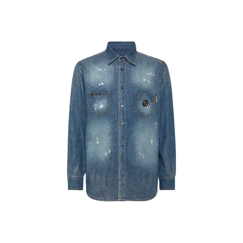 PHILIPP PLEIN SS25 Рубашка Мужская Синяя