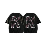 Чёрный розовый, буква K, 2 штуки