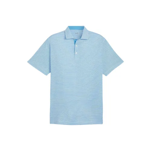 PUMA Isle Мужской GOLF Pique Поло Мужской Aqua Blue White Glow