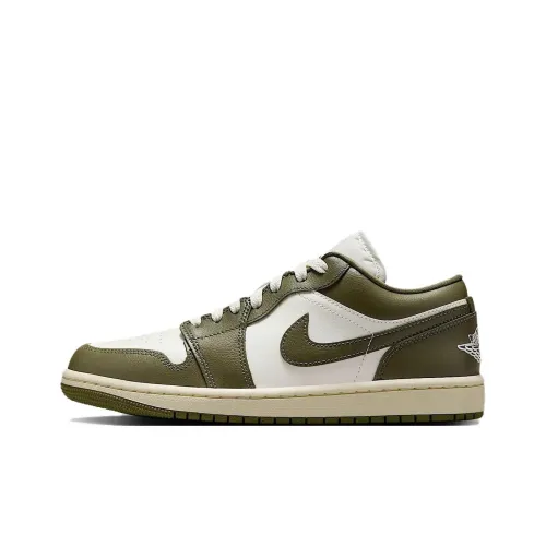 Jordan Air Jordan 1 Винтажные баскетбольные кроссовки Low Топ Белый Зеленый Женский