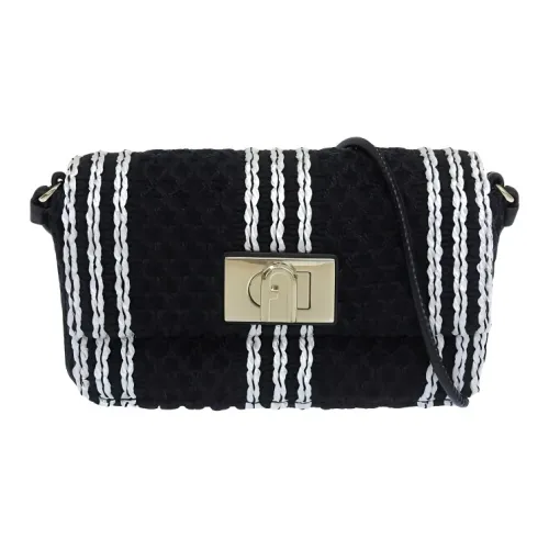 Furla 1927 Collection Нейлоновая Сумка через плечо Мини Женская Черно-белая