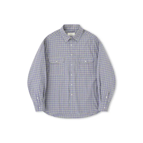 EVISTUB Рубашка Унисекс Синяя Желтая Фиолетовая Клетка