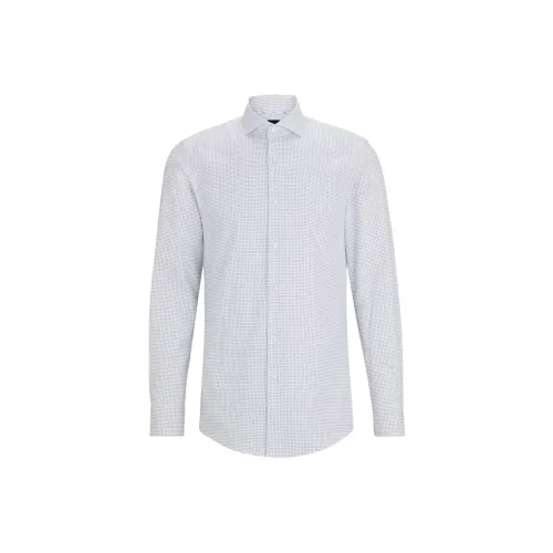 Hugo Boss Slim Fit рубашка из эластичного хлопка Oxford с принтом мужская белая